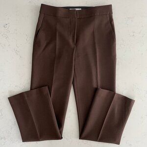 MaxMara Designer Virgin Wool Straight Leg Mid Rise Pants Neutral Med Brown Sz 4